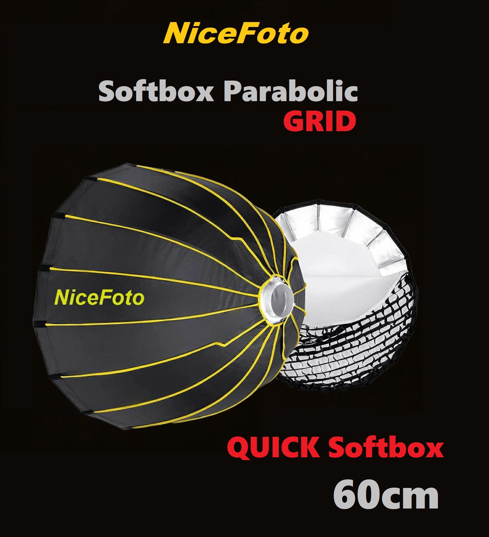 Softbox Parabolic 60cm NiceFoto + Grid