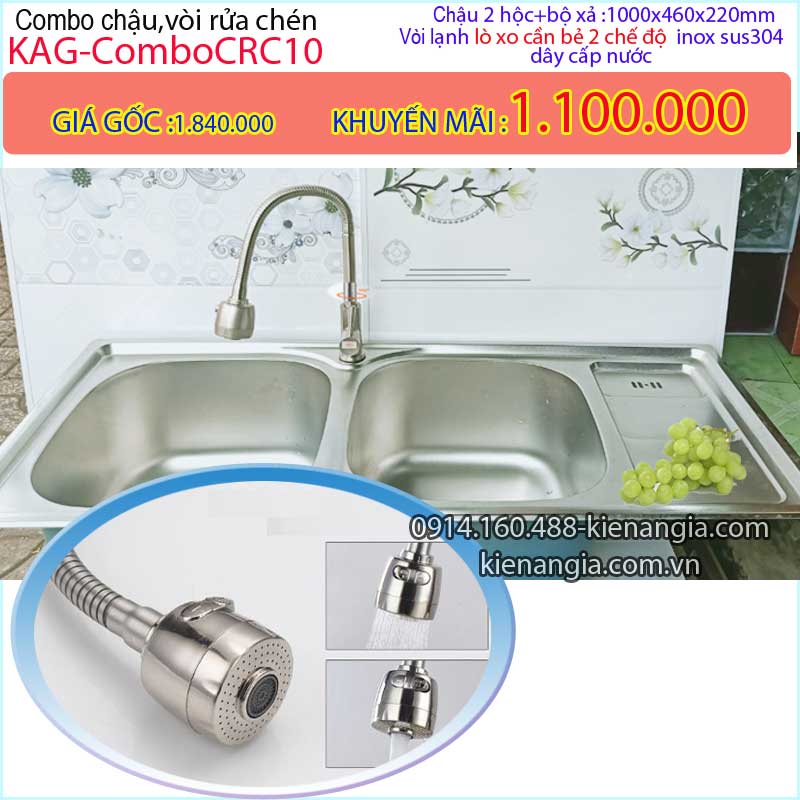 Combo trọn bộ chậu rửa chén và vòi KAG-ComboCRC10