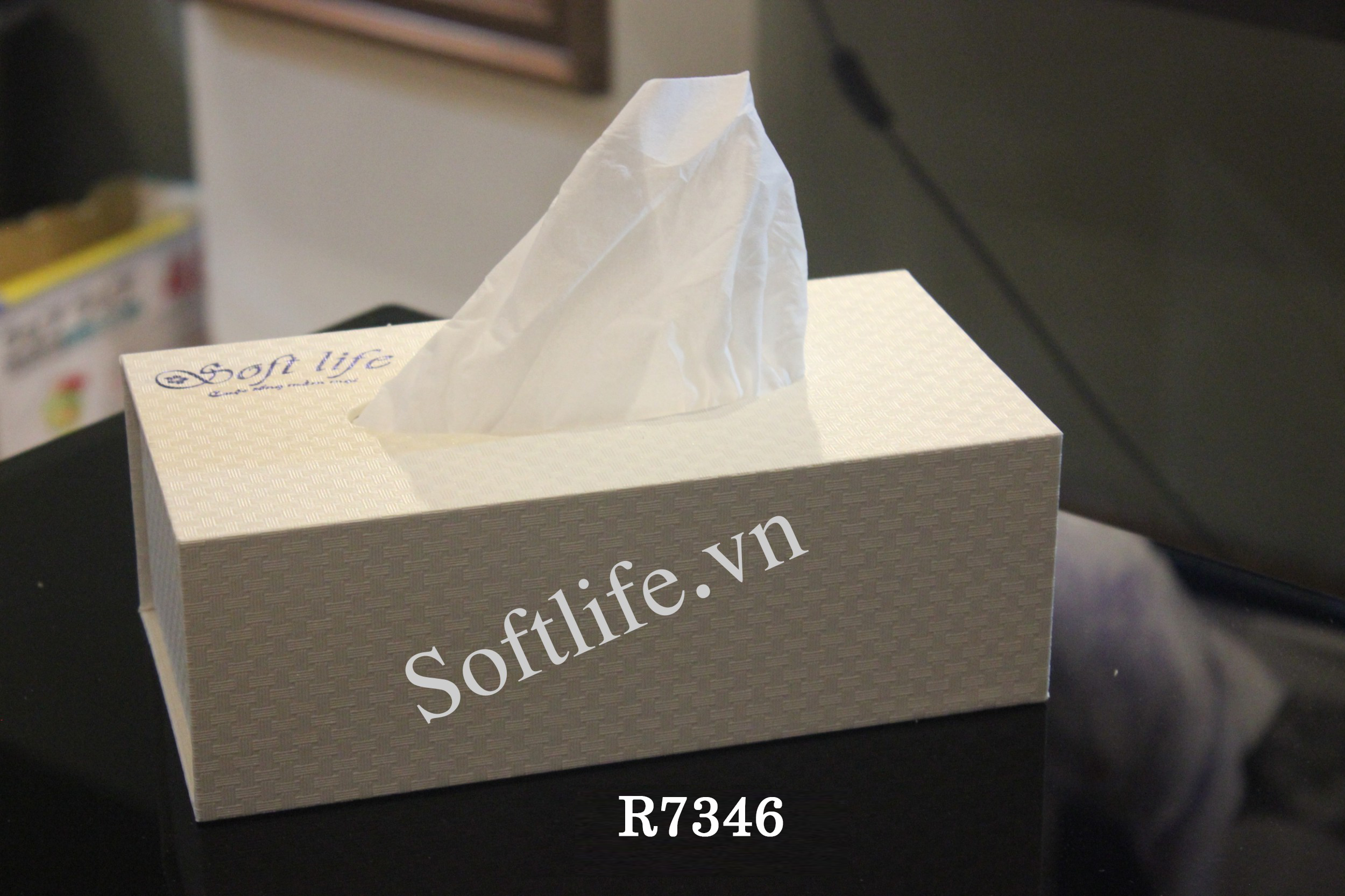 Mẫu hộp khăn giấy lụa Soft Life R7346