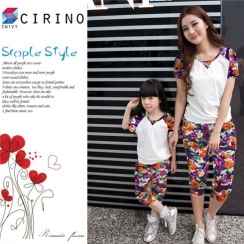 Combo bộ đồ lửng họa tiết hoa cho mẹ và bé CIRINO