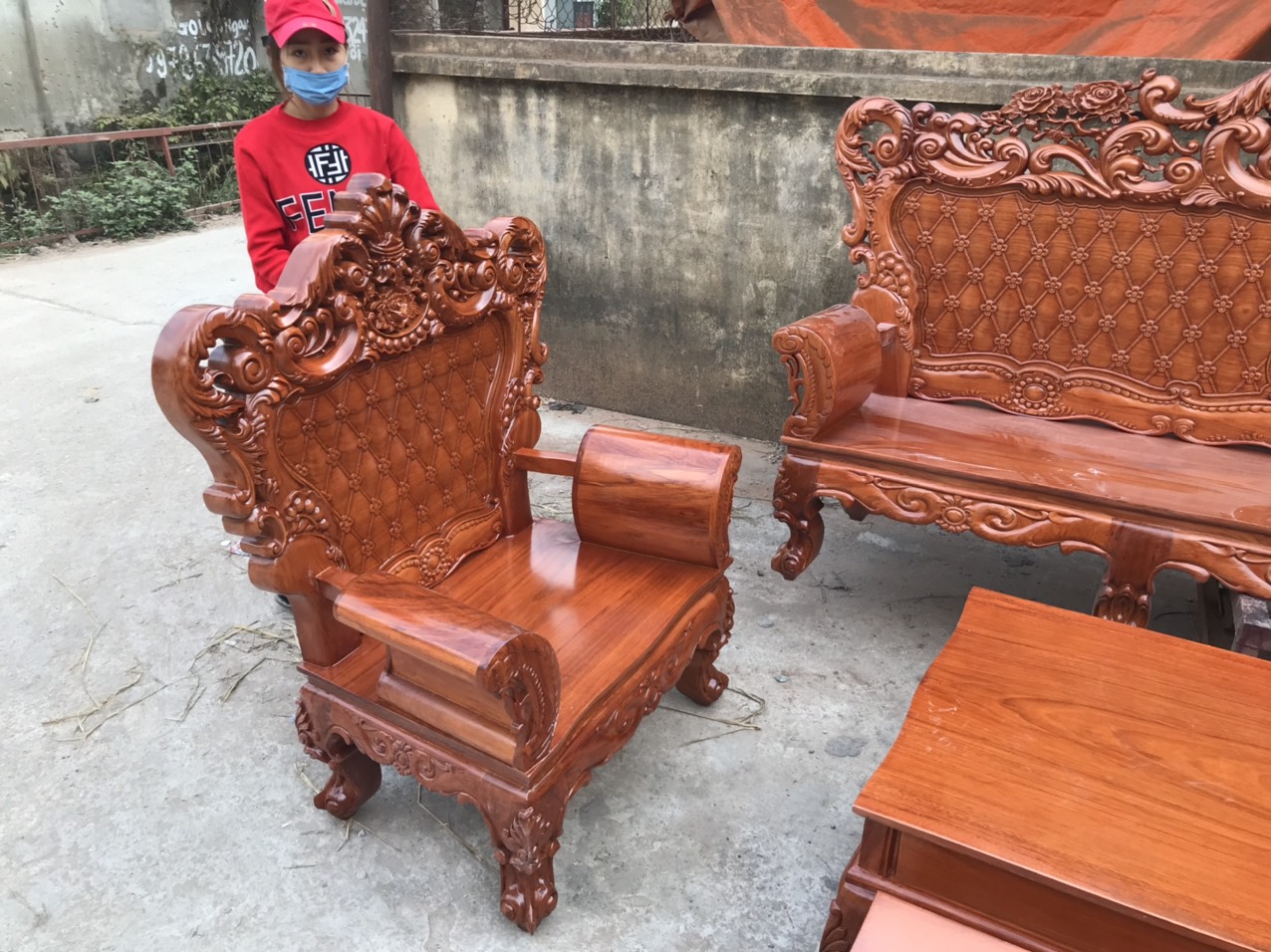 bộ bàn ghế hoàng gia gỗ hương đỏ