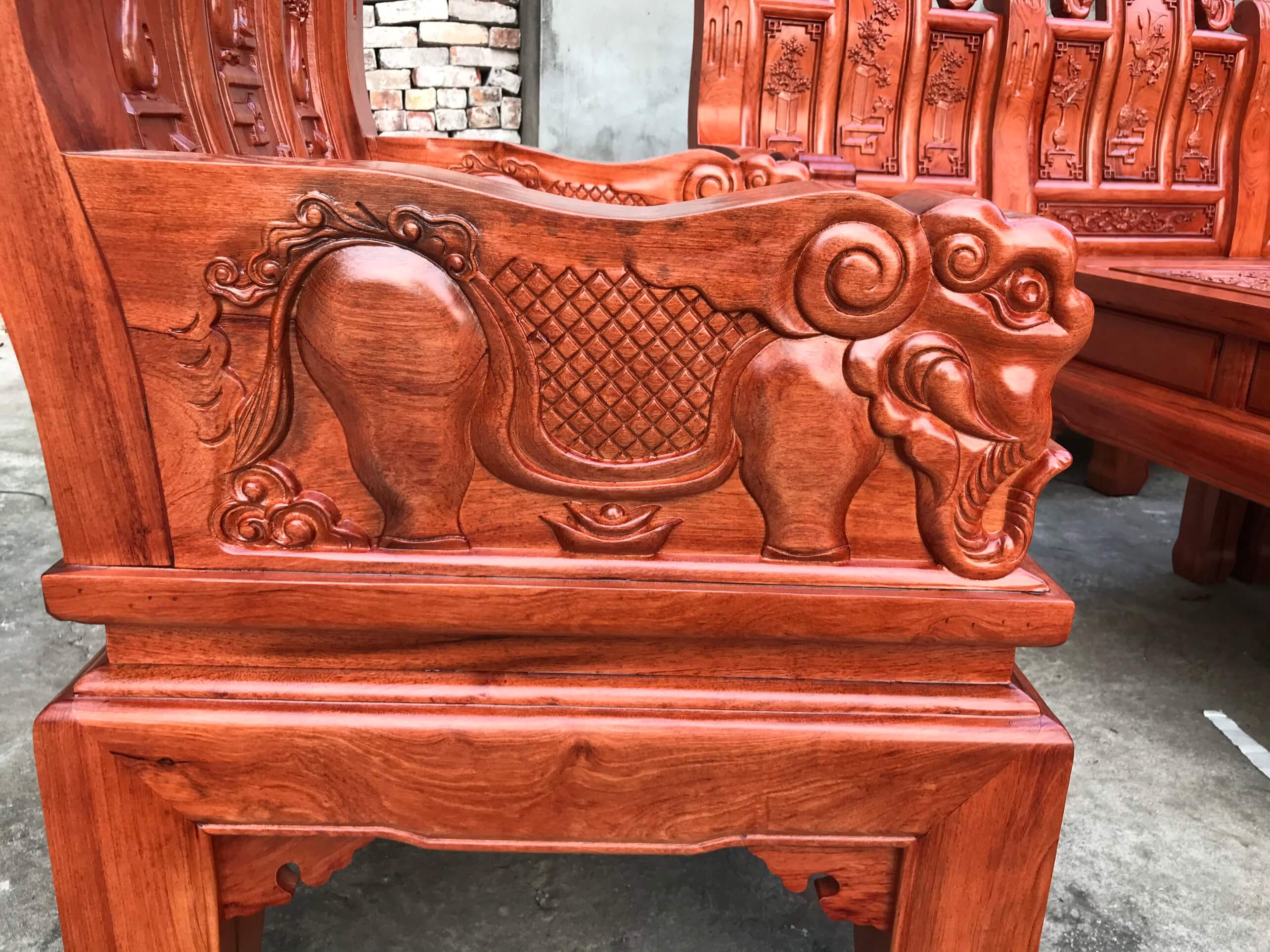 bàn ghế âu á chương voi tay đặc gỗ hương đá