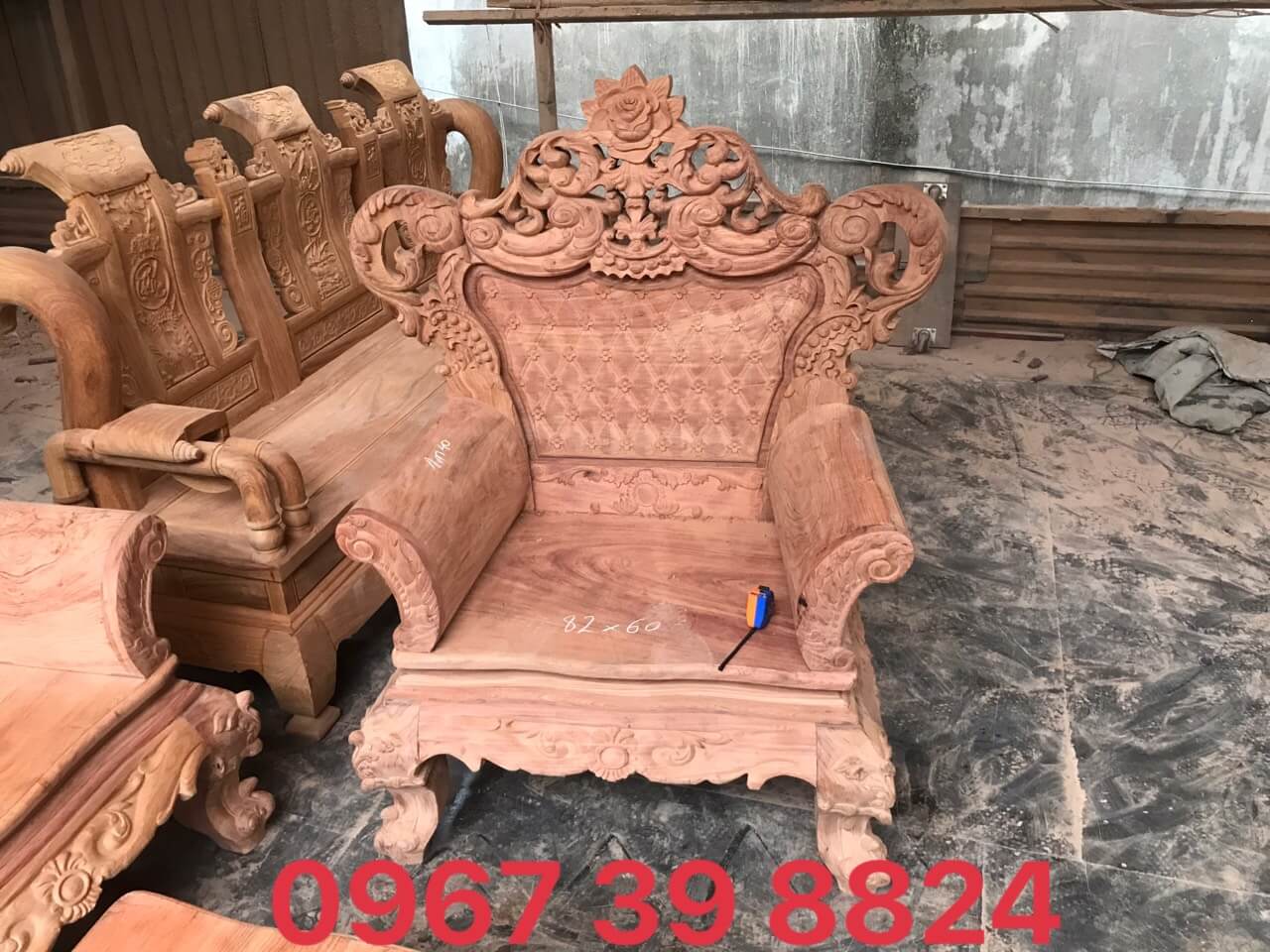 bộ ghế hoàng gia gỗ hương đá