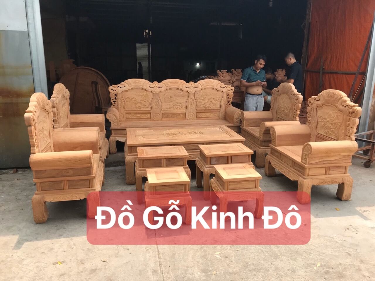 bộ bàn ghế khổng tử gỗ gõ đỏ 10 món