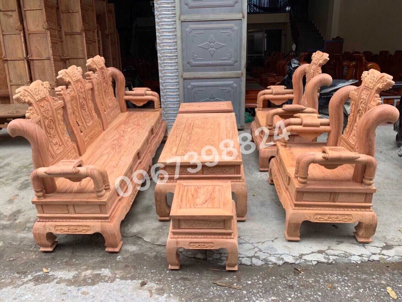 bộ ghế tần thủy hoàng gỗ hương tay 12