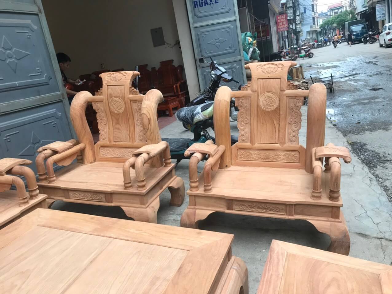 bộ bàn ghế tần thủy hoàng tay 12 gỗ gõ đỏ