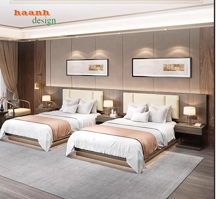 Giường ngủ khách sạn gỗ công nghiệp